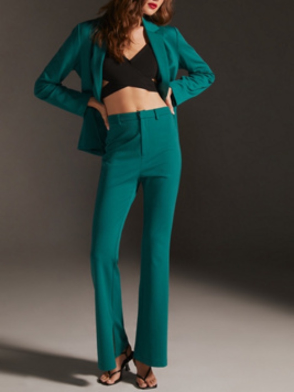 Flat White Teal Wide-Leg Pants - Small